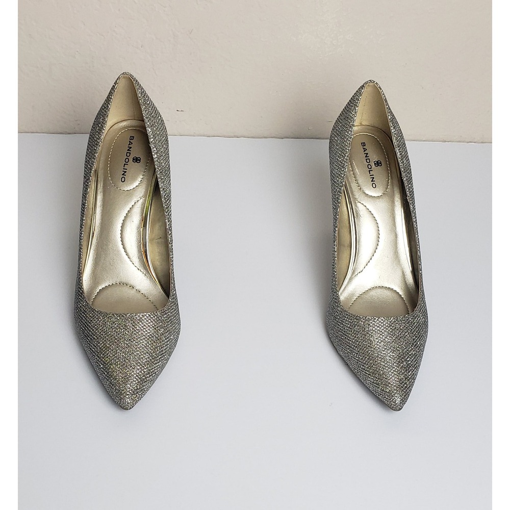 Bandolino Fairbury Silver Gold Metallic Shimmer Pointed Toe Pumps 6.5M Prom HOCO